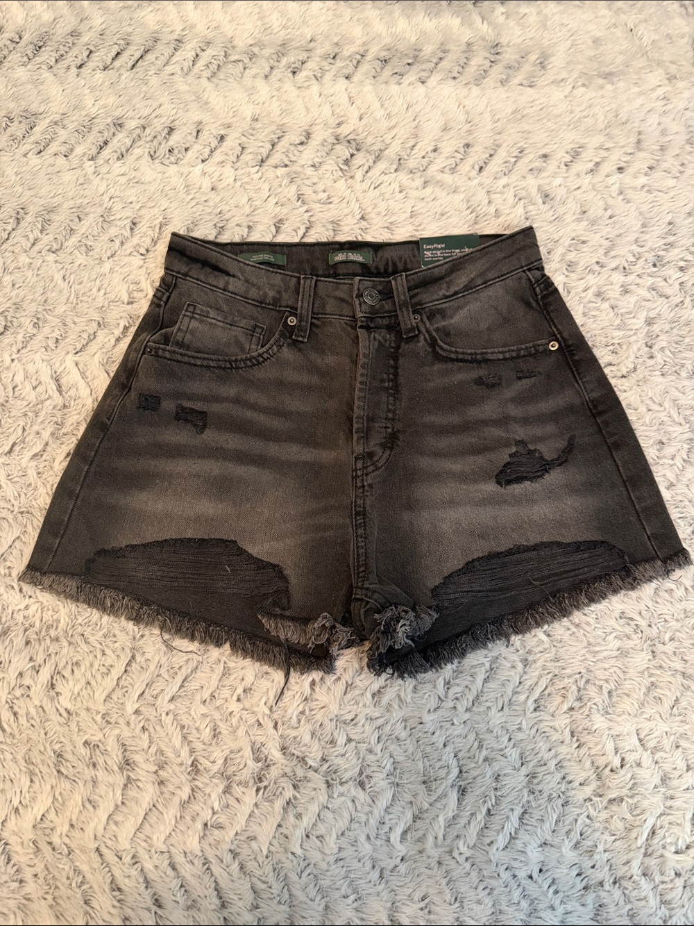 wild fable Black Distressed High-Rise Denim Shorts 4 NWT